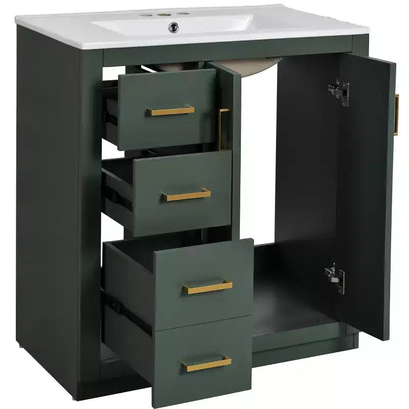 Meuble-lavabo de salle de bains simple de 30 pouces avec meuble et 3 tiroirs ??Noir / Bleu / Vert / Indigo / Blanc