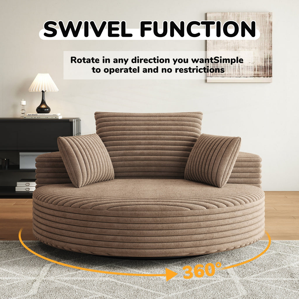 Fauteuil pivotant individuel en mousse et chenille côtelée