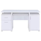 Scrivania in legno TUYOHW 55, scrivania per computer da ufficio con 2 cassetti, 1 armadietto, 1 ripiano aperto e 1 anta, scrivania da lavoro per ufficio domestico, studio e piccoli spazi
