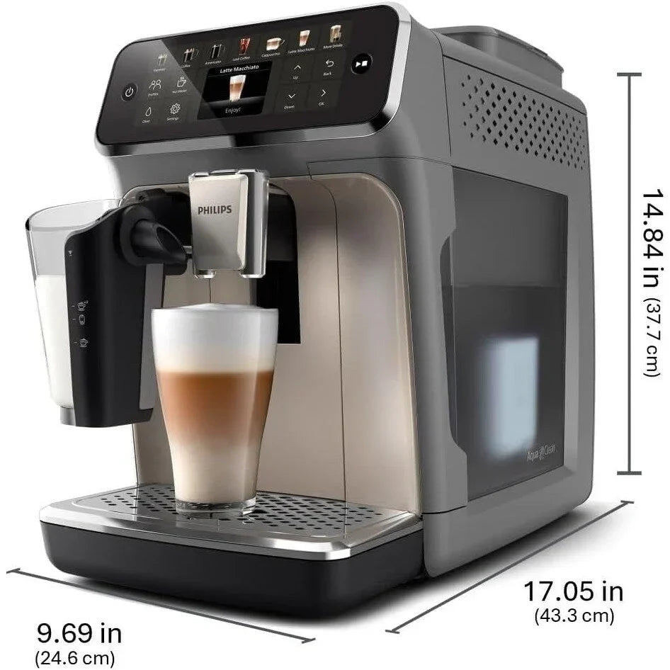 Macchina da caffè espresso premium, 12 caffè caldi/freddi, sistema LatteGo, macinacaffè in ceramica, nero cromato