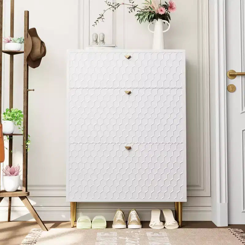 Meuble de rangement à chaussures CLIHOME pour entrée, 24 paires, avec tiroirs basculants, étagère et placard