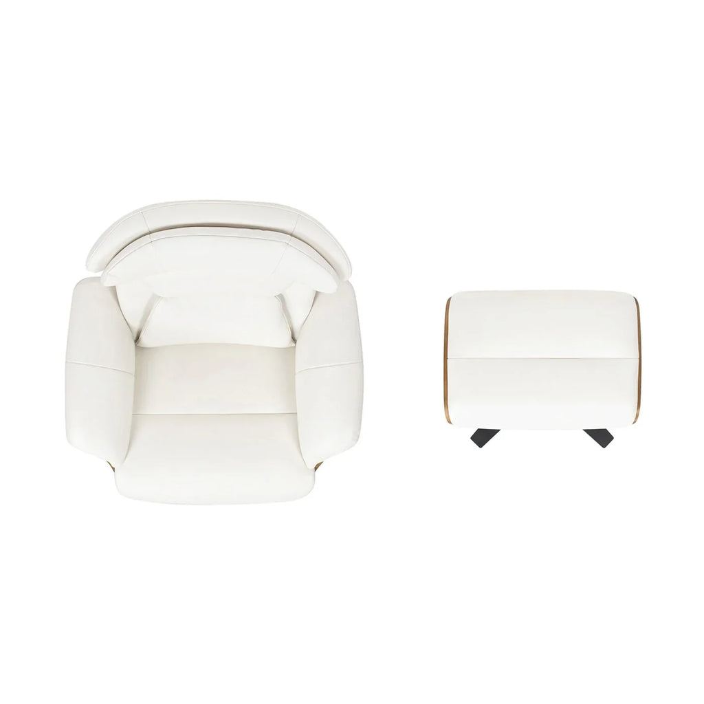 Fauteuil inclinable Jovan 31,5 en cuir véritable avec pouf