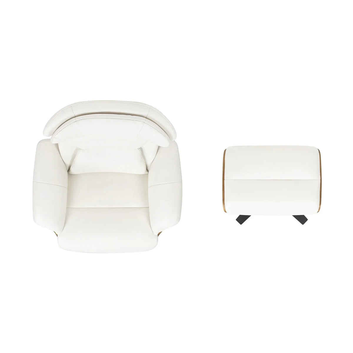 Fauteuil inclinable Jovan 31,5 en cuir véritable avec pouf