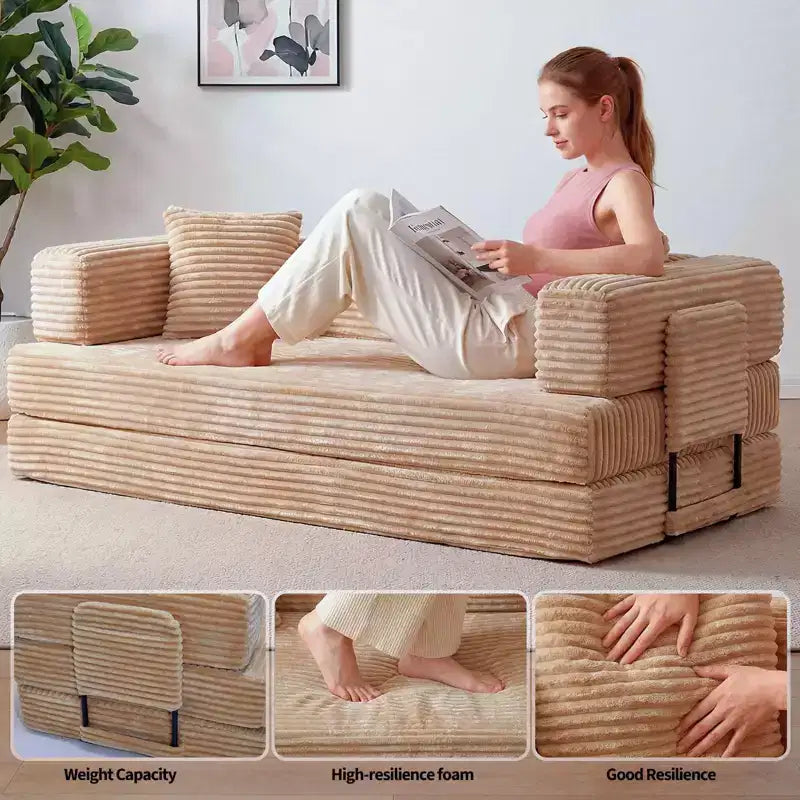 80.7 5-in-1 Divano letto trasformabile ??a coste, 1200 lbs, senza montaggio