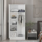 Armoire-penderie à 2 portes, armoire de chambre autoportante avec tringle