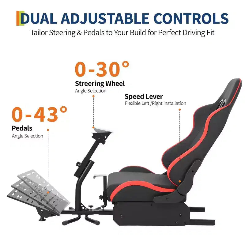 Cabina di guida pieghevole per simulatore di corse, supporto regolabile per volante G29/G920/G923, compatibile con Thrustmaster, Fanatec, Hori, Mad Catz, angolazione dei pedali regolabile