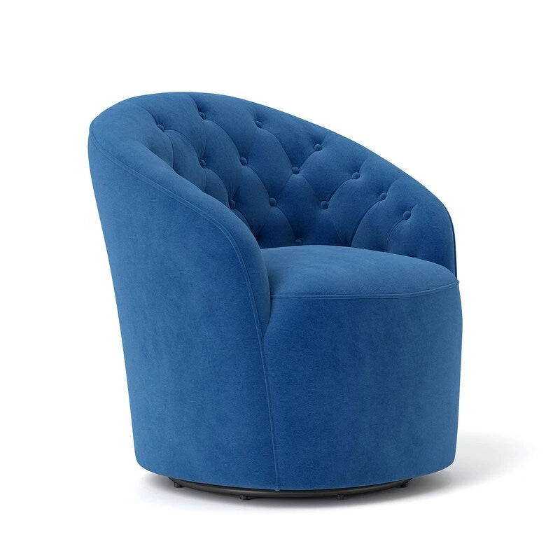 Lot de 2 fauteuils tonneau modernes SEYNAR en velours rembourré, pivotants à 360 degrés, avec dossier capitonné à boutons