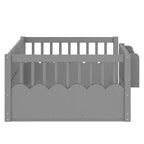 Lit cabane Montessori simple en bois Bellemave pour enfants, avec barrière surélevée et bibliothèque, pour filles et garçons