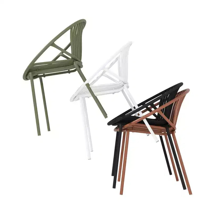 Ensemble de salle à manger de patio extérieur extensible de 7 pièces avec chaises empilables et table en bois d’acacia