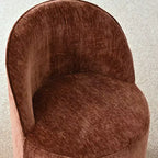 Ensemble de table à manger moderne pour 6 personnes, table ronde à piètement central, fauteuils tonneau pivotants à roulettes, chenille texturée - Panipeachy