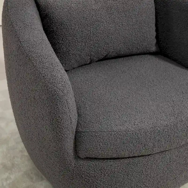 Fauteuil tonneau pivotant rembourré avec rangement, chaise d’appoint moderne pour salon, chambre, bureau ou coin lecture