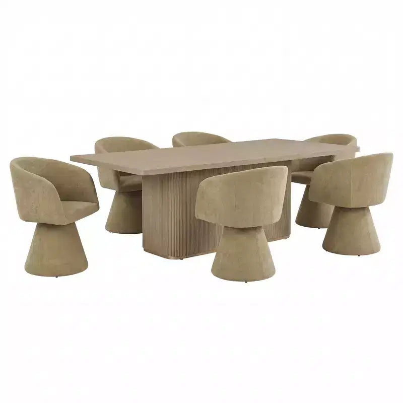 Ensemble de salle à manger moderne de 7 pièces en bois et métal Yodsak de Christopher Knight Home avec chaises pivotantes à 180°