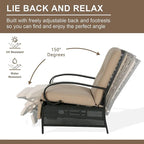 Poltrona reclinabile regolabile da giardino con cuscino - 38 (D) x 26.5 (W) x 38.5 (H) INCH