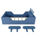 Letto a piattaforma singolo Whisen, struttura imbottita per letto a terra per bambini con cuscino a forma di coniglio e sponde laterali rimovibili