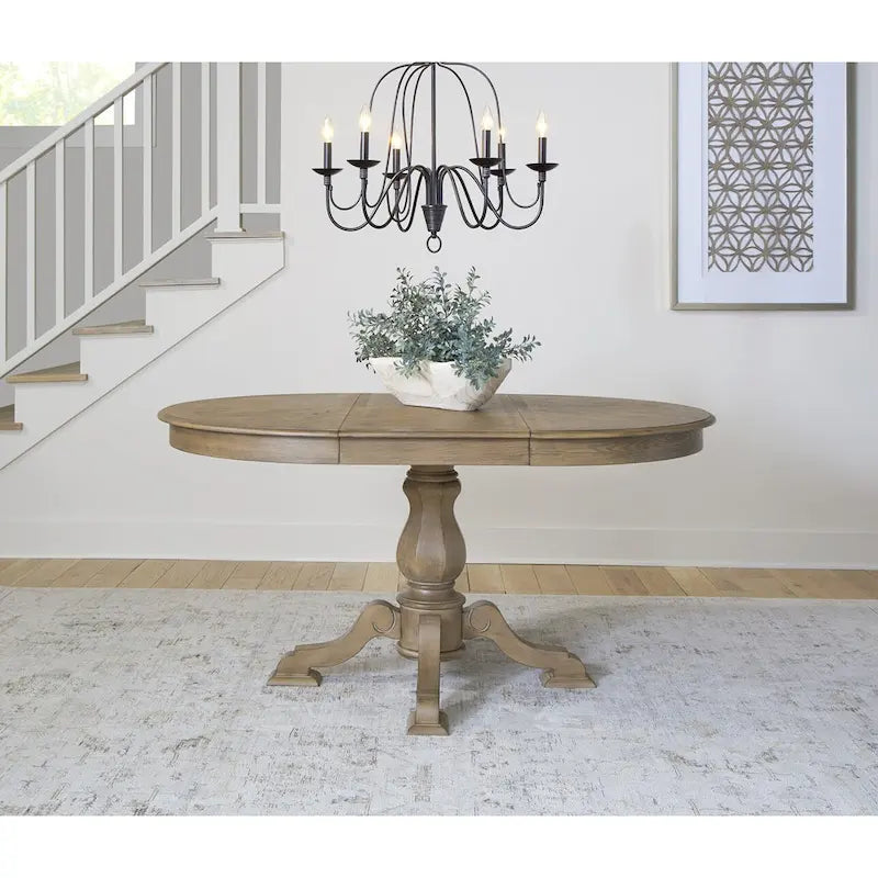 Magnolia Manor Round Pedestal Dining Table with Expandable Leaves - 2 Finishes