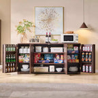 Credenza da cucina con 4 ante e ripiani, grande credenza moderna, mobile contenitore da 66 pollici per angolo caffè