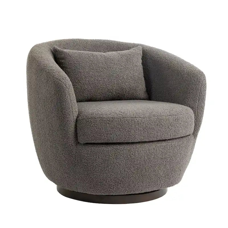 Fauteuil tonneau pivotant rembourré avec rangement, chaise d’appoint moderne pour salon, chambre, bureau ou coin lecture