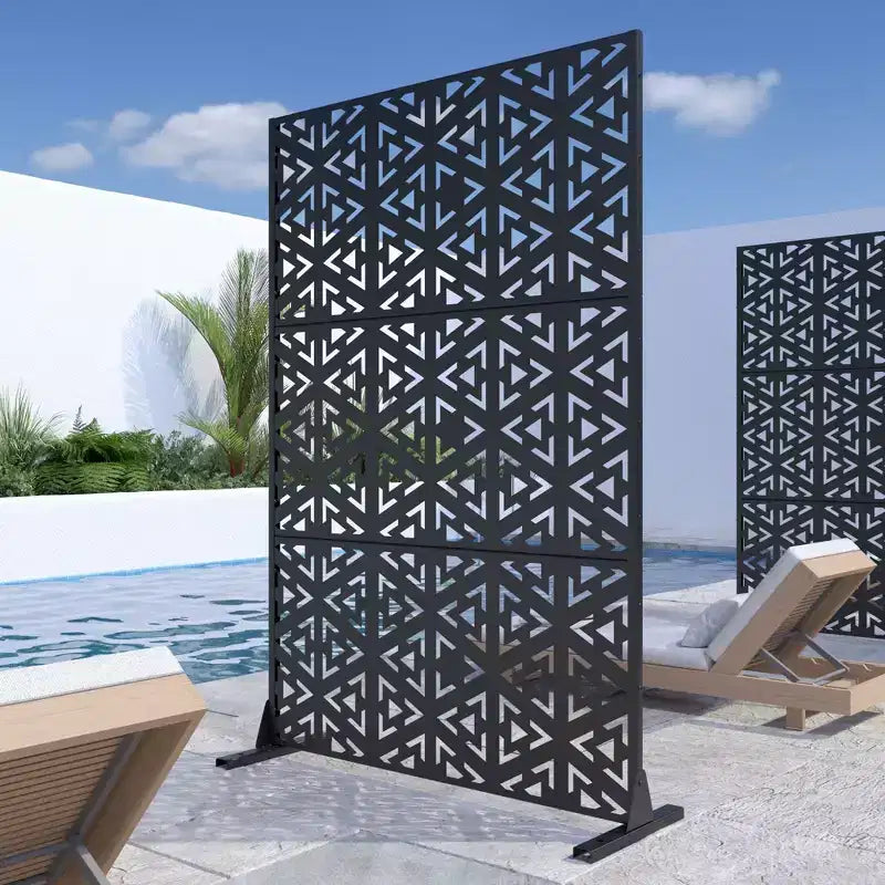 Schermo in acciaio zincato nero con motivo triangolare a V | 183A x 120L x 4P cm