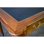 Dark Brown / Light Brown Victorian-Style Solid Mahogany Desk with Black Leather Top and 3 Drawers ?C Single Unit