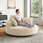 Fauteuil pivotant individuel en mousse et chenille côtelée