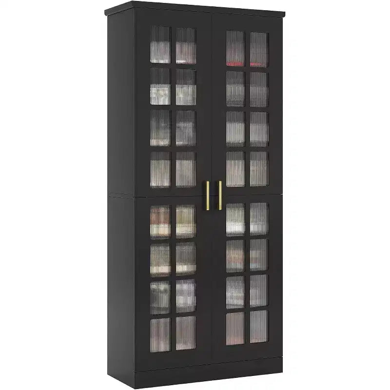 Meuble à chaussures haut Lantine avec portes, rangement à chaussures à 8 niveaux avec étagères réglables, meuble à chaussures moderne pour entrée, placard ou salon, blanc