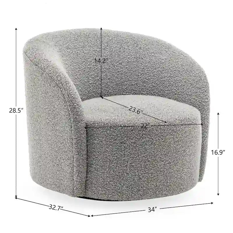 Fauteuil d’appoint pivotant KINWELL en forme de tonneau, rembourré, largeur 34 (lot de 2)