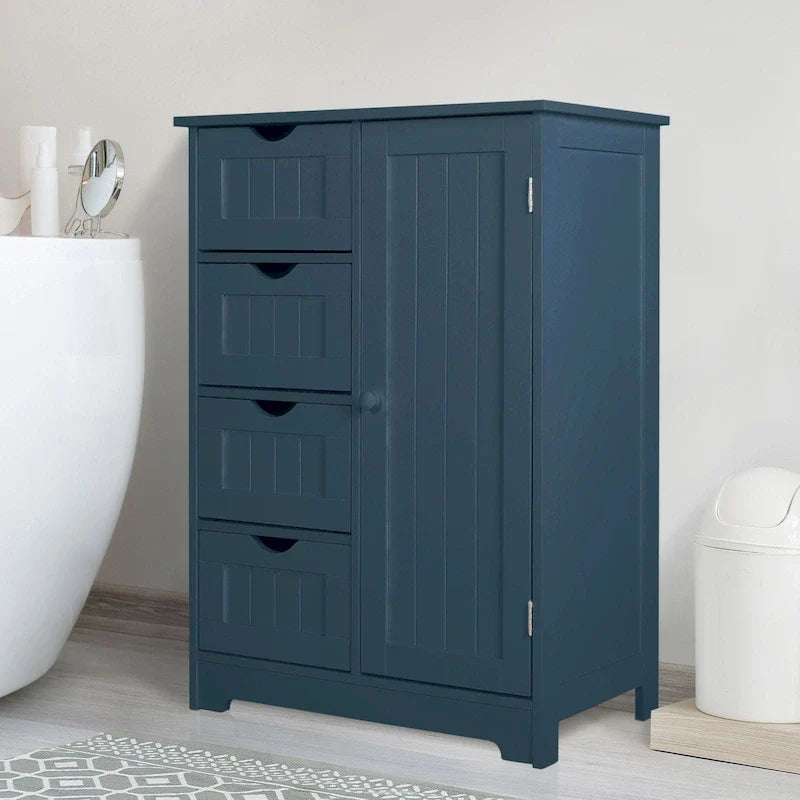 Meuble de rangement bas pour salle de bains VEIKOUS avec 4 tiroirs