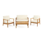 Ensemble de salon extérieur Willowbrook en bois d’acacia pour 4 personnes, par Christopher Knight Home