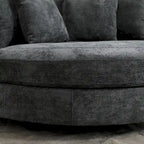 Fauteuil tonneau moderne rond avec 5 coussins et pouf en option