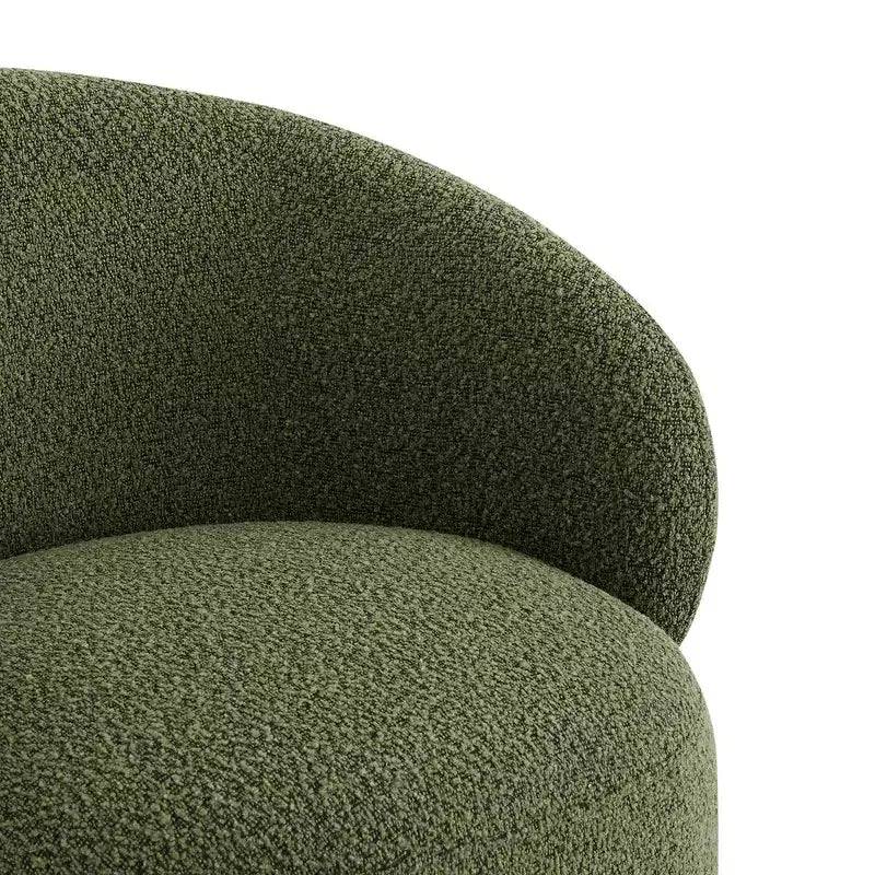 Fauteuil tonneau pivotant rembourré d’appoint Spruce&Spring avec base en bois