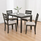 Set di 4 sedie da pranzo in legno con schienale a doghe