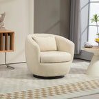 Fauteuil tonneau pivotant rembourré avec rangement, chaise d’appoint moderne pour salon, chambre, bureau ou coin lecture
