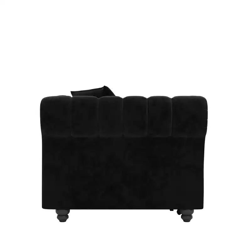 Canapé-lit escamotable et convertible Whisen en velours, format très grand lit, 3-en-1, avec ottoman amovible et design capitonné