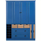 Armoire garde-manger indépendante Whisen de 71 po de hauteur, grand meuble de rangement pour salle à manger avec 4 portes pliantes, étagères et porte-bouteilles