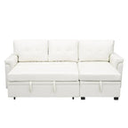 Divano componibile reversibile trasformabile con letto estraibile, chaise longue con contenitore nascosto e gambe resistenti