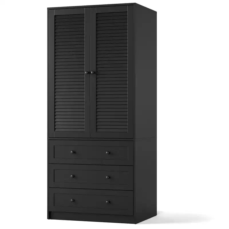 Armadio guardaroba COZONY con 3 cassetti e 2 ante, mobile guardaroba moderno in legno per camera da letto, armadio indipendente bianco resistente