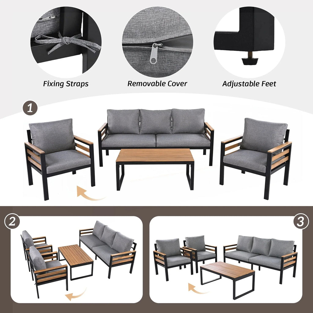 Set di divani da esterno composto da 4 pezzi