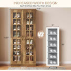 Meuble à chaussures haut Lantine avec portes, rangement à chaussures à 8 niveaux avec étagères réglables, meuble à chaussures moderne pour entrée, placard ou salon, blanc