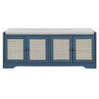 Whisen Rustic Wood Storage Bench, Entryway Shoe Bench with Removable Cushion, Adjustable Shelves