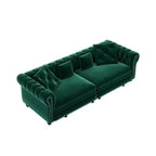 Canapé-lit escamotable et convertible Whisen en velours, format très grand lit, 3-en-1, avec ottoman amovible et design capitonné