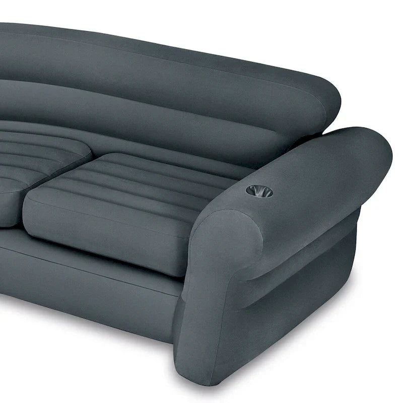 Canapé d’angle gonflable Intex en L avec porte-gobelets, gris (2 pièces) - 26