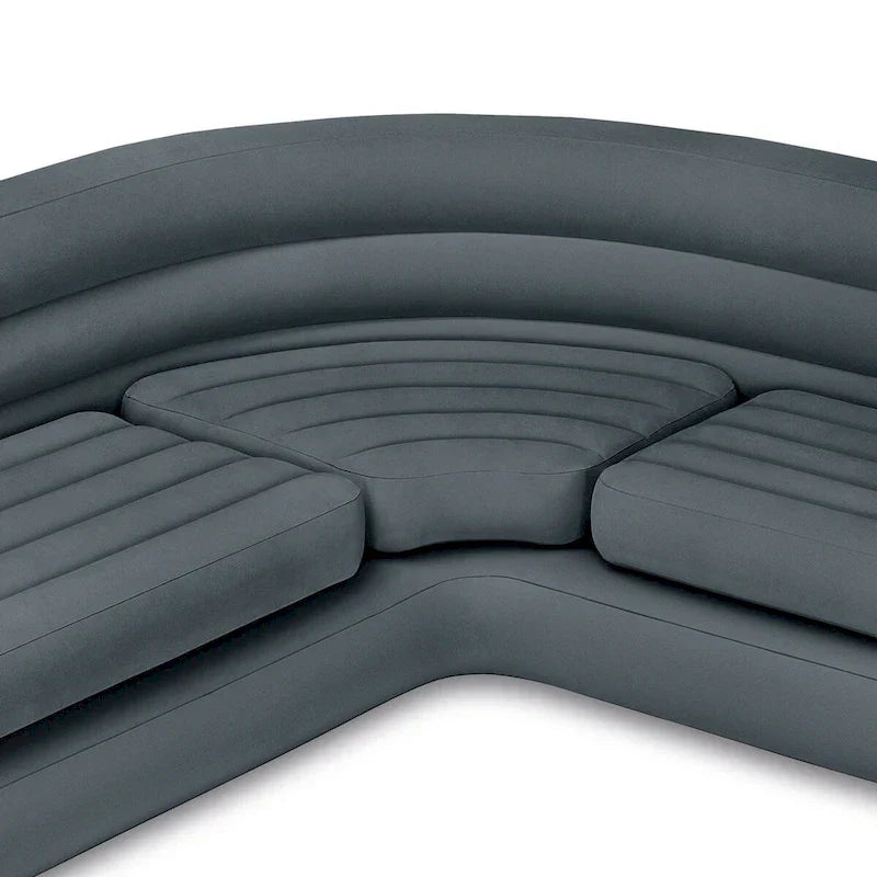 Canapé d’angle gonflable Intex en L avec porte-gobelets, gris (2 pièces) - 26