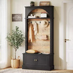 Lantine 70,86 Meuble d’entrée avec banc, rangement 4-en-1 pour l’entrée : porte-manteau, étagère à chaussures et banc de vestiaire pour couloir