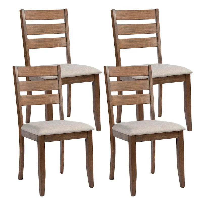 Set di 4 sedie da pranzo in legno con schienale a doghe