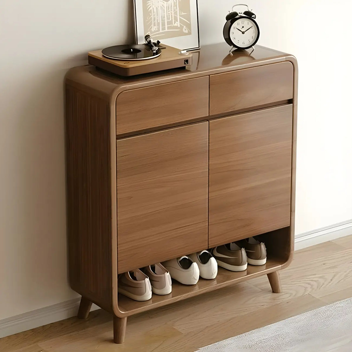 Meuble à chaussures moderne de taille moyenne en bois pour couloir