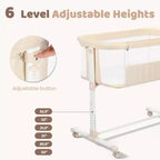 Baby Bassinet with Wheels ??Beige / Gray / Pink, Bedside Sleeper, for 1 Baby