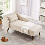 Chaise longue moderna in velluto, con bracciolo imbottito e bracciolo curvo, divano letto per camera da letto, ufficio o soggiorno