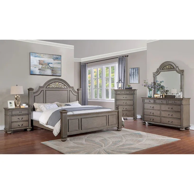 Set tradizionale Vame composto da comò a 9 cassetti e specchio, 2 pezzi, di Furniture of America