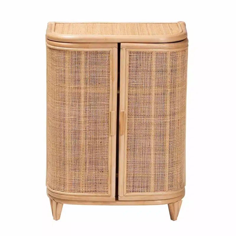 Mobile contenitore in rattan naturale bali & pari Yanka, naturale: lavorato a mano, 2 ripiani, design bohémien