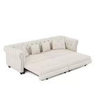 Canapé-lit escamotable et convertible Whisen en velours, format très grand lit, 3-en-1, avec ottoman amovible et design capitonné